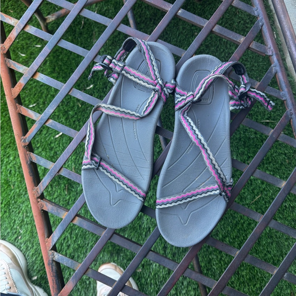 Teva Women's Gray Sport Sandals with Pink Accent Straps